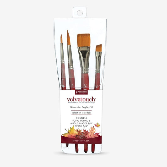 Princeton : Velvetouch : Series 3950 : Short Handle : Professional Set : 4 Brushes