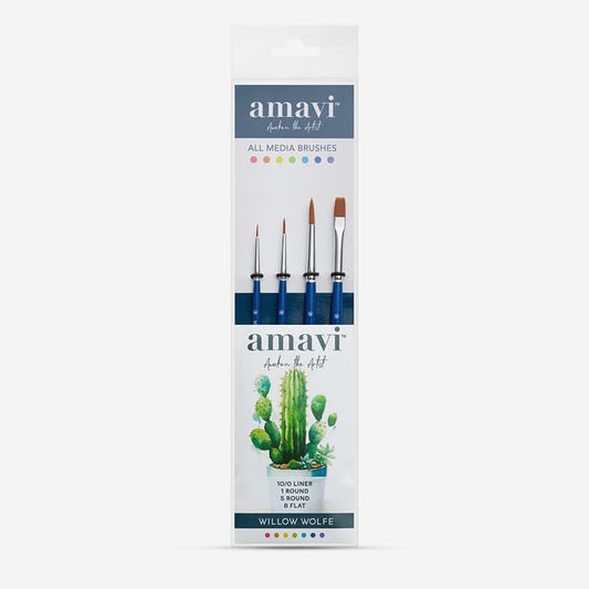 Willow Wolfe : Amavi Mixed Media Brush Set : Essential Shapes