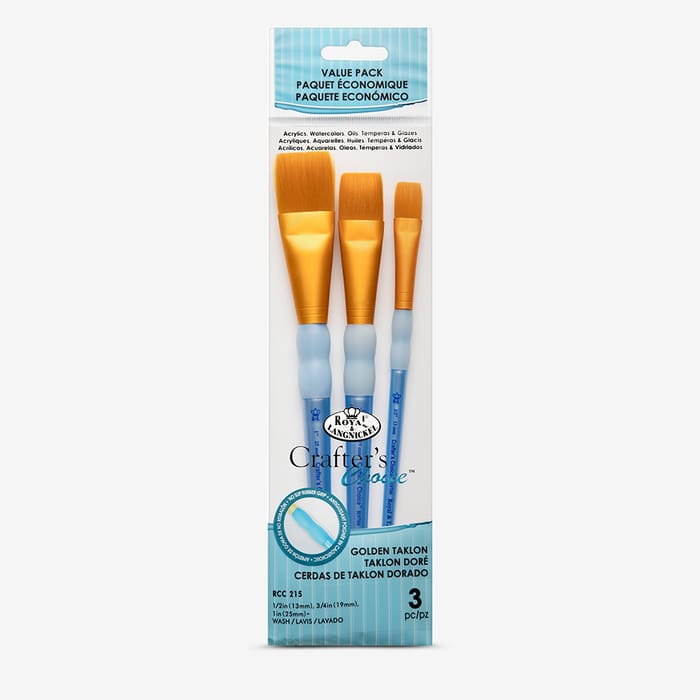 Royal & Langnickel : 3Pc Golden Taklon Wash Set Brush Set