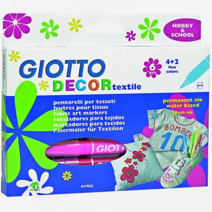 Giotto : Decor Textile Markers : Pack of 6