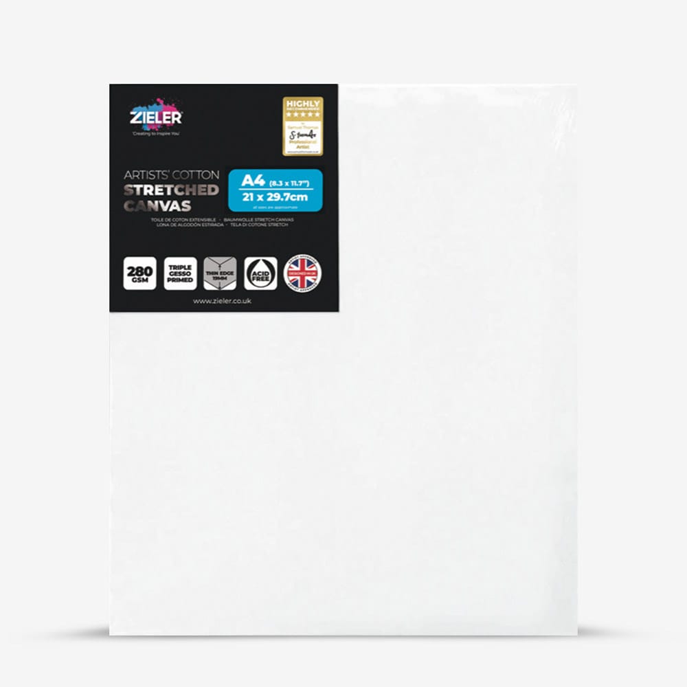 Zieler : Stretched White Canvas : Thin Edge : 280gsm