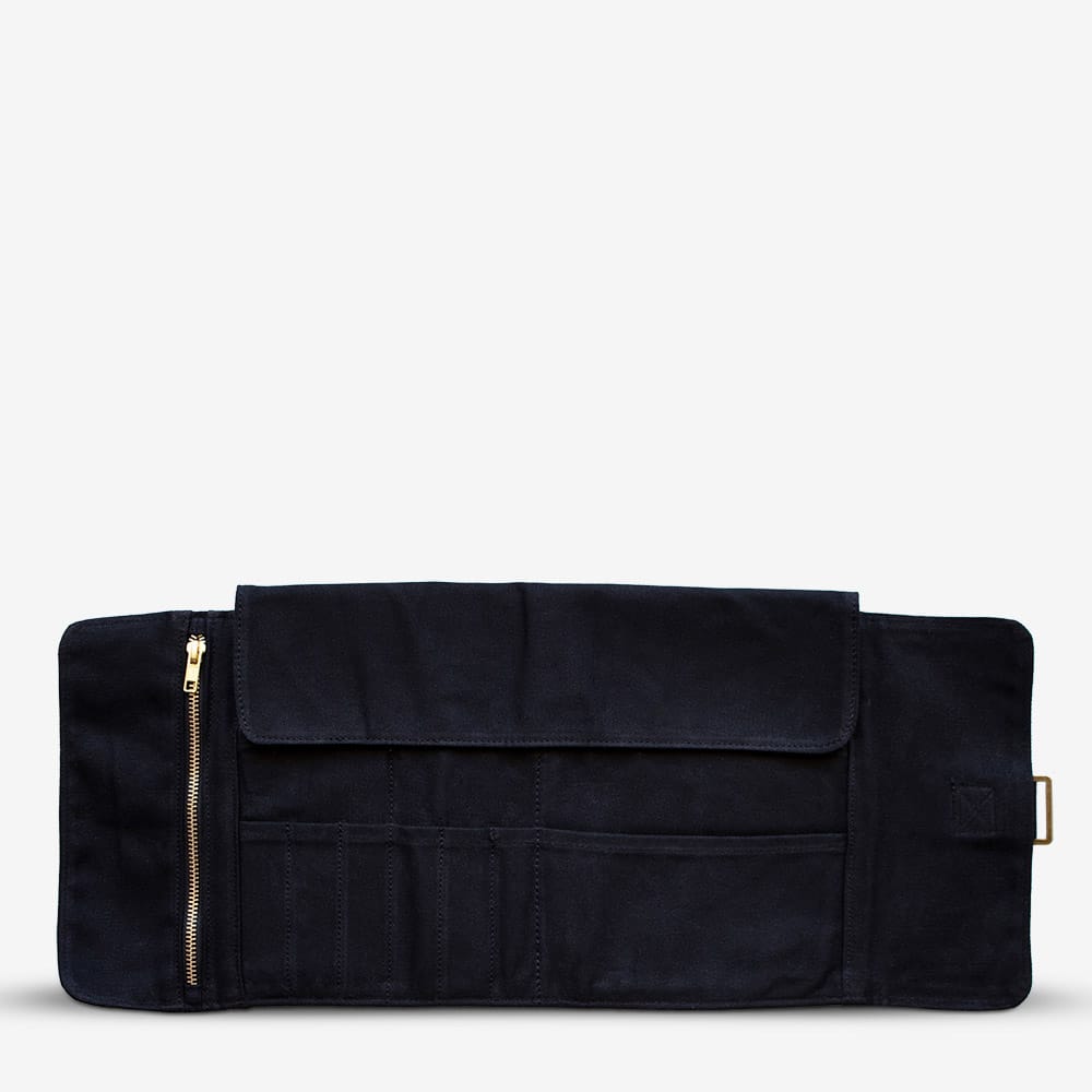 Etchr : Artists Roll-up Pouch : Waxed Cotton Canvas : Waterproof : Black