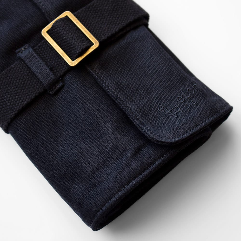 Etchr : Artists Roll-up Pouch : Waxed Cotton Canvas : Waterproof : Black