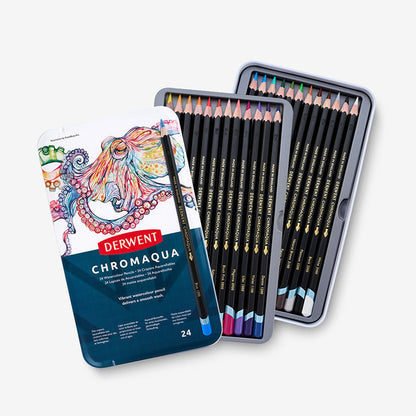Derwent : Chromaqua : Watercolour Pencil : Tin Set of 24