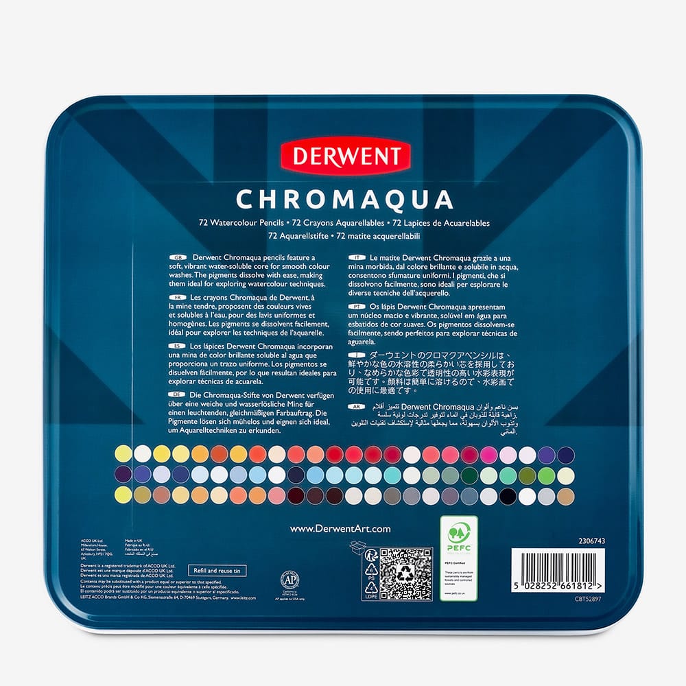 Derwent : Chromaqua : Watercolour Pencil : Tin Set of 72