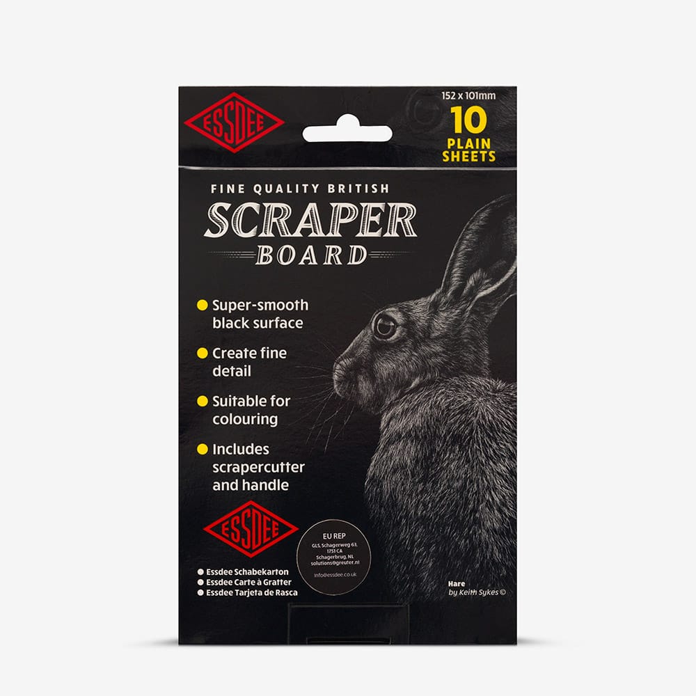 Essdee : Scraperboard : Black coated White : Pack of 10 Sheets