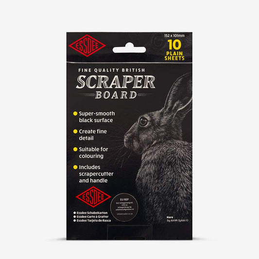 Essdee : Scraperboard : Black coated White : Pack of 10 Sheets