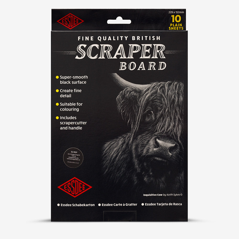 Essdee : Scraperboard : Black coated White : Pack of 10 Sheets