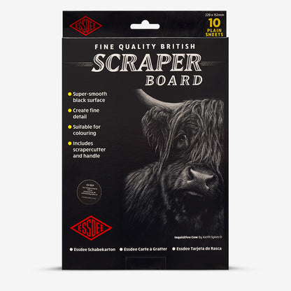 Essdee : Scraperboard : Black coated White : Pack of 10 Sheets
