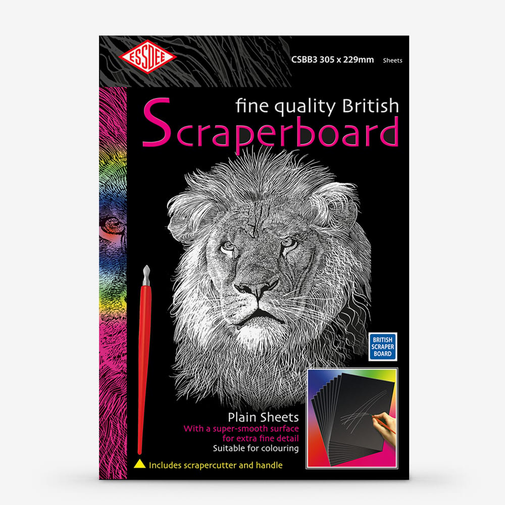 Essdee : Scraperboard : Black coated White : Pack of 10 Sheets