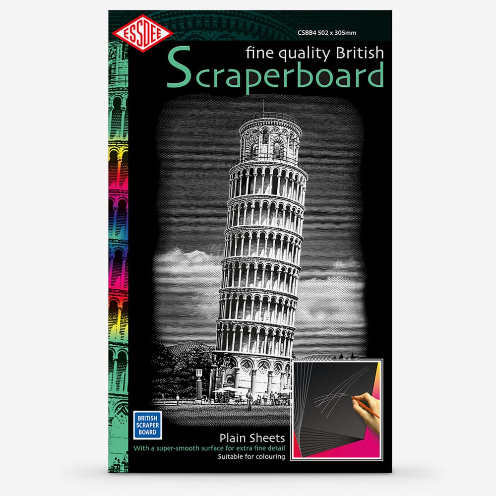 Essdee : Scraperboard : Black coated White : Pack of 10 Sheets