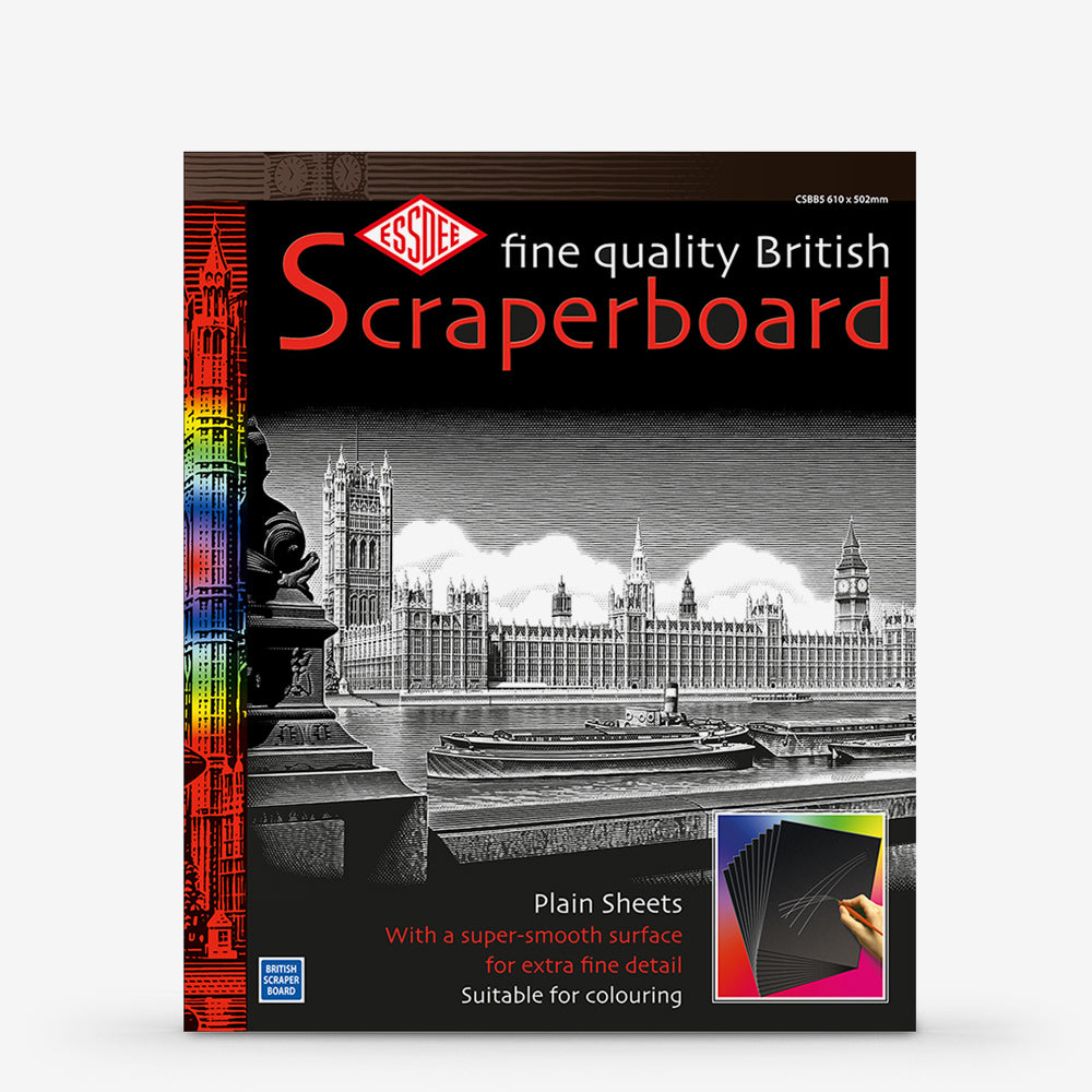 Essdee : Scraperboard : Black coated White : Pack of 10 Sheets