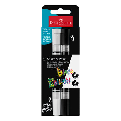 Faber-Castell : Black Edition : Shake & Paint Acrylic Dual Markers : Black and White : Set of 2
