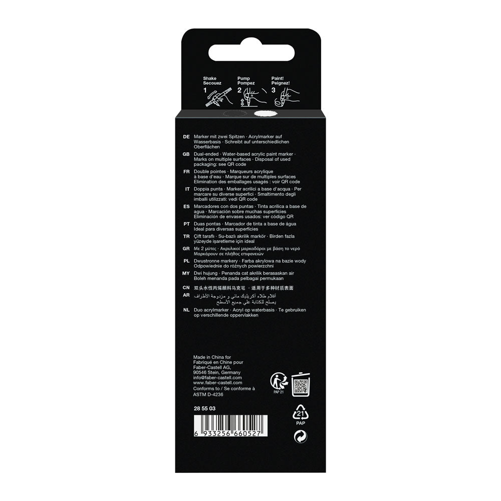 Faber-Castell : Black Edition : Shake & Paint Acrylic Dual Markers : Black and White : Set of 2