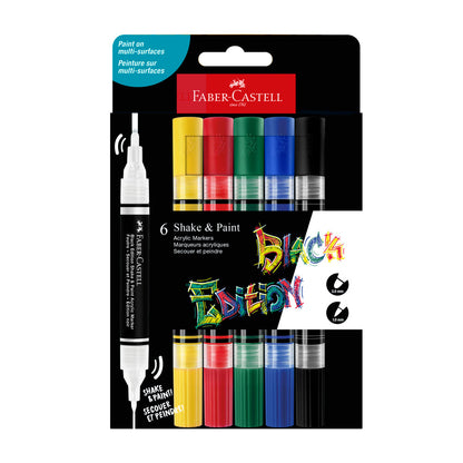 Faber-Castell : Black Edition : Shake & Paint Acrylic Dual Markers : Classic : Set of 6