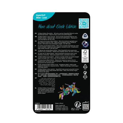 Faber-Castell : Black Edition : Coloured Pencils : Metal Tin Set of 12