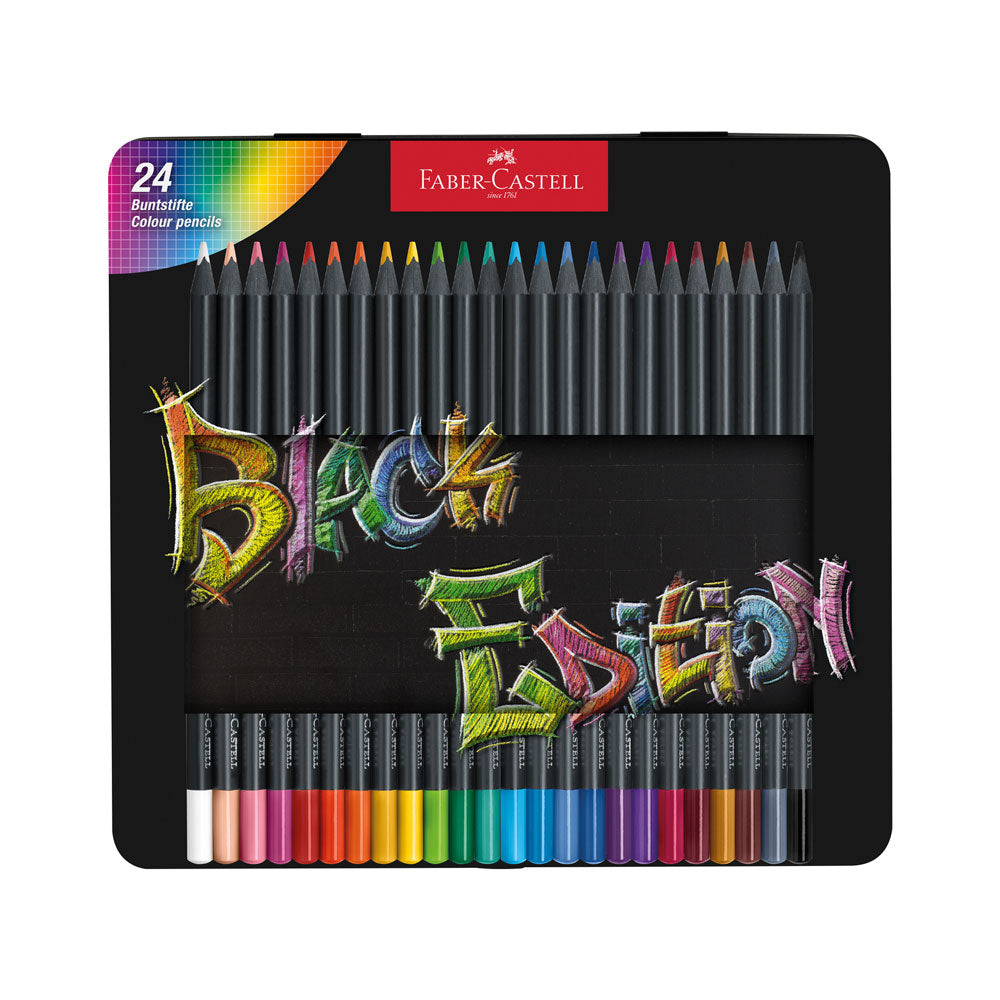 Faber-Castell : Black Edition : Coloured Pencils : Metal Tin Set of 24