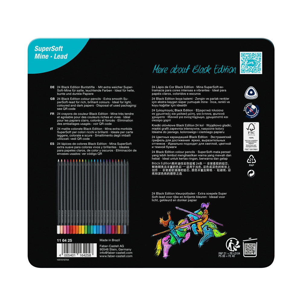 Faber-Castell : Black Edition : Coloured Pencils : Metal Tin Set of 24