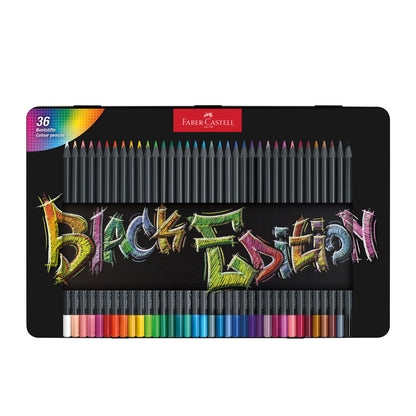 Faber-Castell : Black Edition : Coloured Pencils : Metal Tin Set of 36