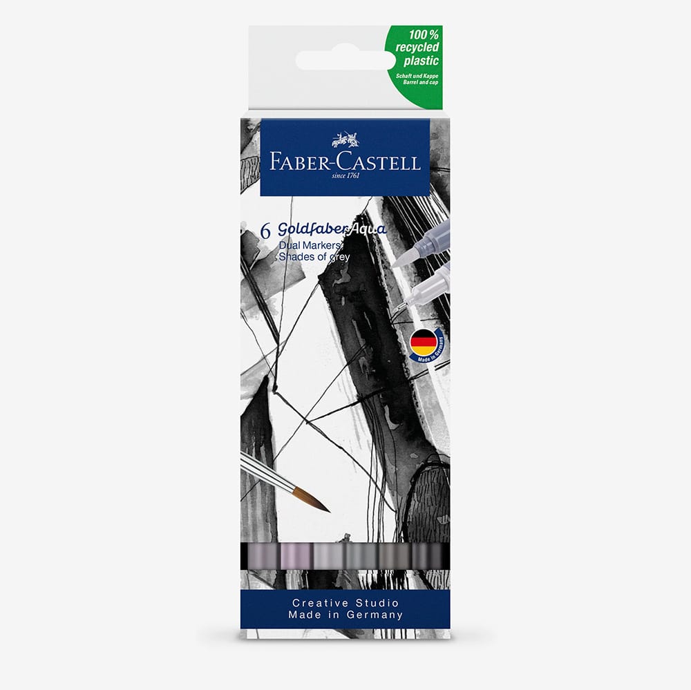 Faber-Castell : Goldfaber : Aqua Dual Marker : Shades Of Grey : Set Of 6