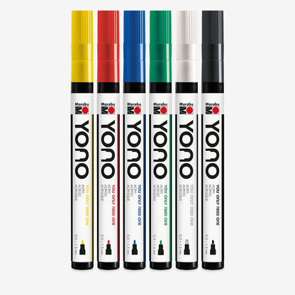 Marabu : Yono Marker : 0.5-1.5mm Fine Bullet Tip : Set of 6