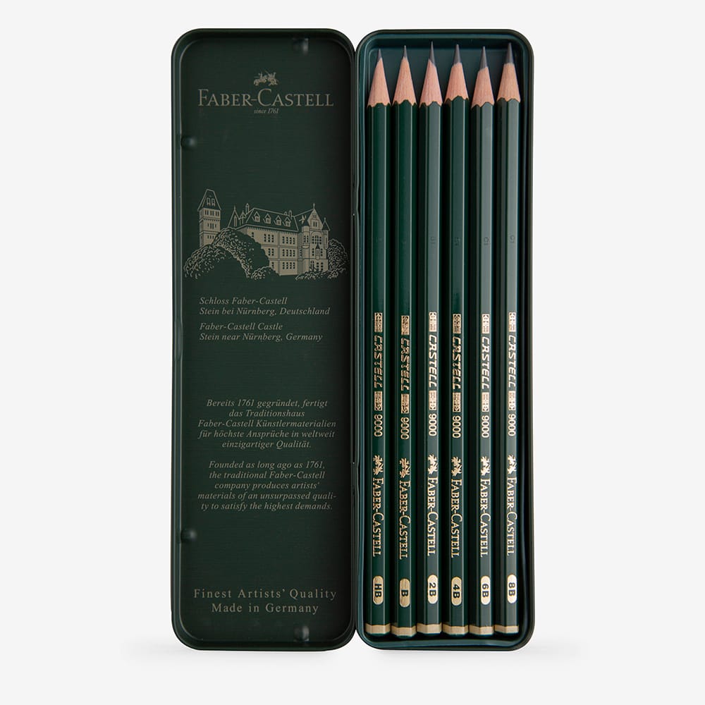 Faber-Castell : Series 9000 : Graphite Pencil : Tin Set of 6