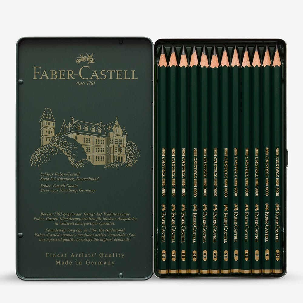 Faber-Castell : Series 9000 Pencil : Metal Tin Set of 12 : 8B-2H