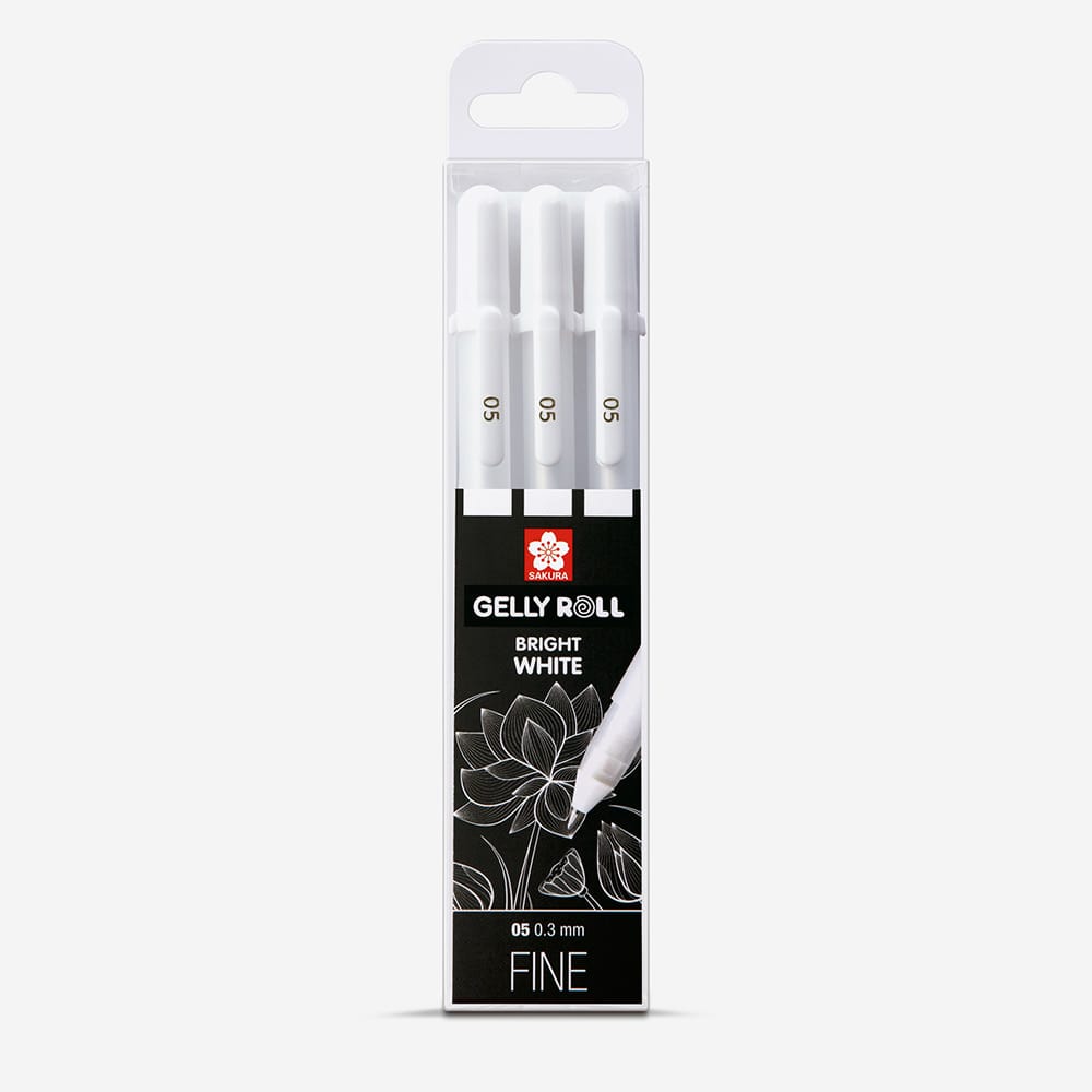 Sakura : Gelly Roll Pen : Basic Set : Bright White Gel Pens : Fine : Set of 3