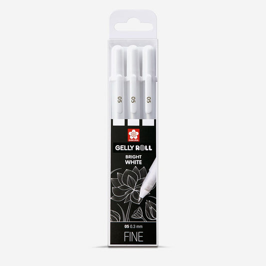 Sakura : Gelly Roll Pen : Basic Set : Bright White Gel Pens : Fine : Set of 3
