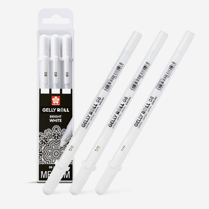Sakura : Gelly Roll Pen : Basic Set : Bright White Gel Pens : Medium : Set of 3
