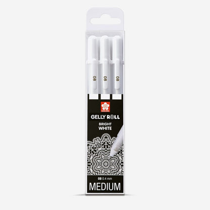 Sakura : Gelly Roll Pen : Basic Set : Bright White Gel Pens : Medium : Set of 3