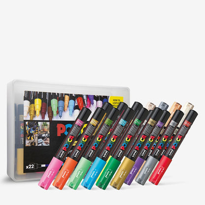 Uni : Posca Marker : PC-1M : Extra-Fine Pin Tip : 0.7mm : Assorted Colours Set of 22