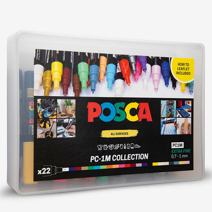 Uni : Posca Marker : PC-1M : Extra-Fine Pin Tip : 0.7mm : Assorted Colours Set of 22