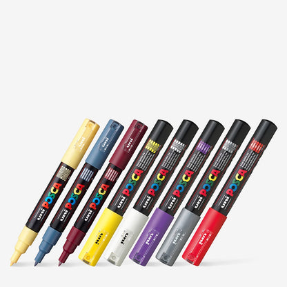 Uni : Posca Marker : PC-1M : Extra-Fine Pin Tip : 0.7mm : Assorted Colours Set of 22