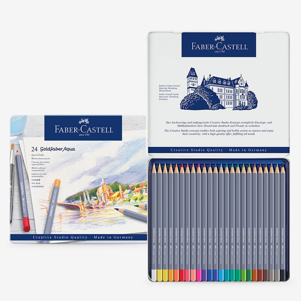Faber-Castell : Goldfaber Aqua : Watercolour Pencil : Metal Tin Set of 24