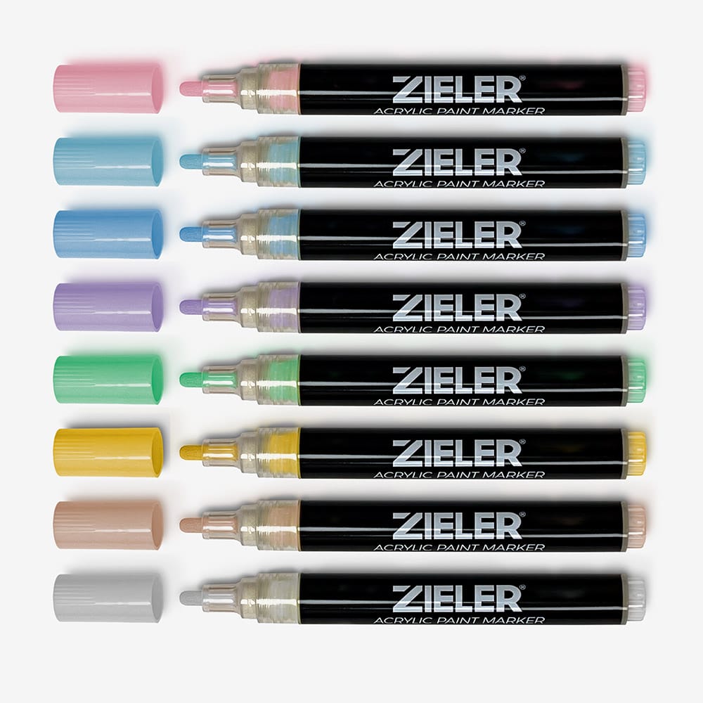Zieler : Acrylic Paint Markers : 2.5mm : Pastel : Set of 8