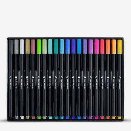 Zieler : Fineliner Drawing Pens : 0.4mm : Assorted Colours : Set of 20