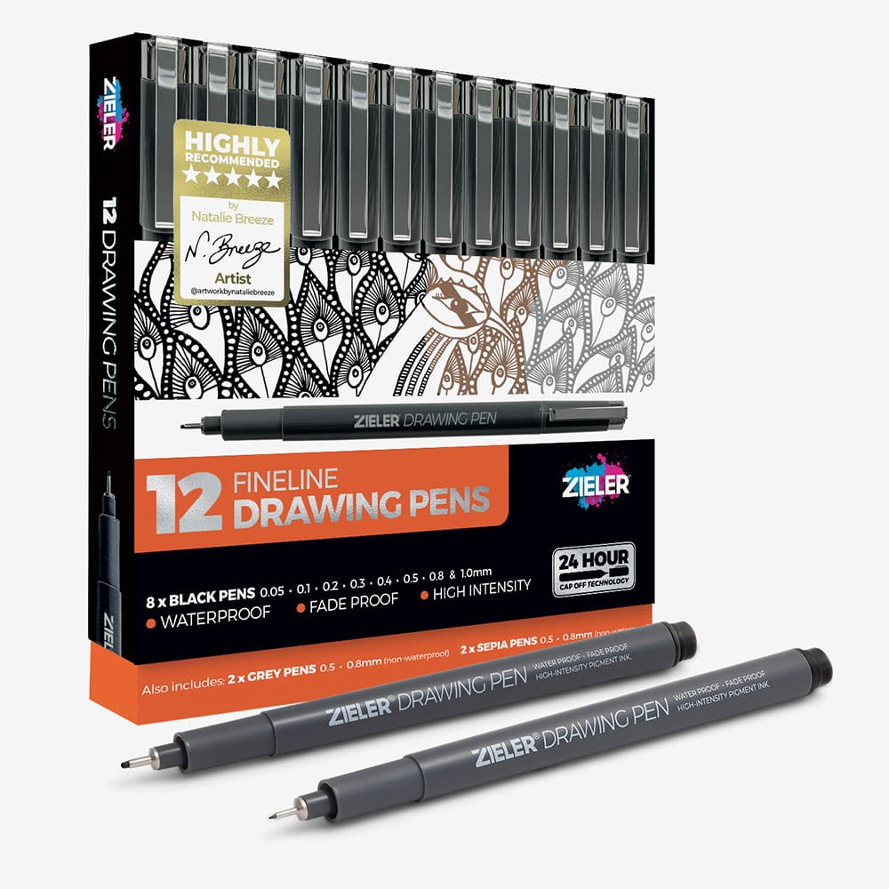 Zieler : Fineliner Drawing Pens : Set of 12