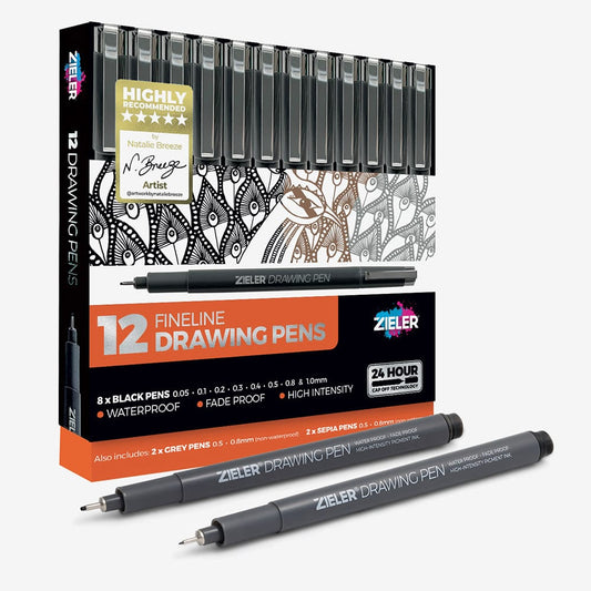 Zieler : Fineliner Drawing Pens : Set of 12