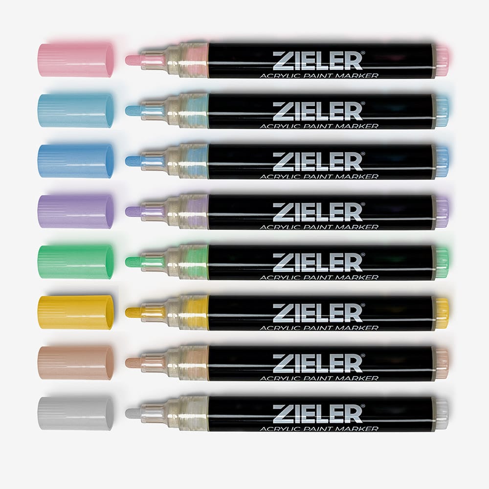 Zieler : Paint Markers : Starter Set : Pastel Colours : Set of 8 with Pad