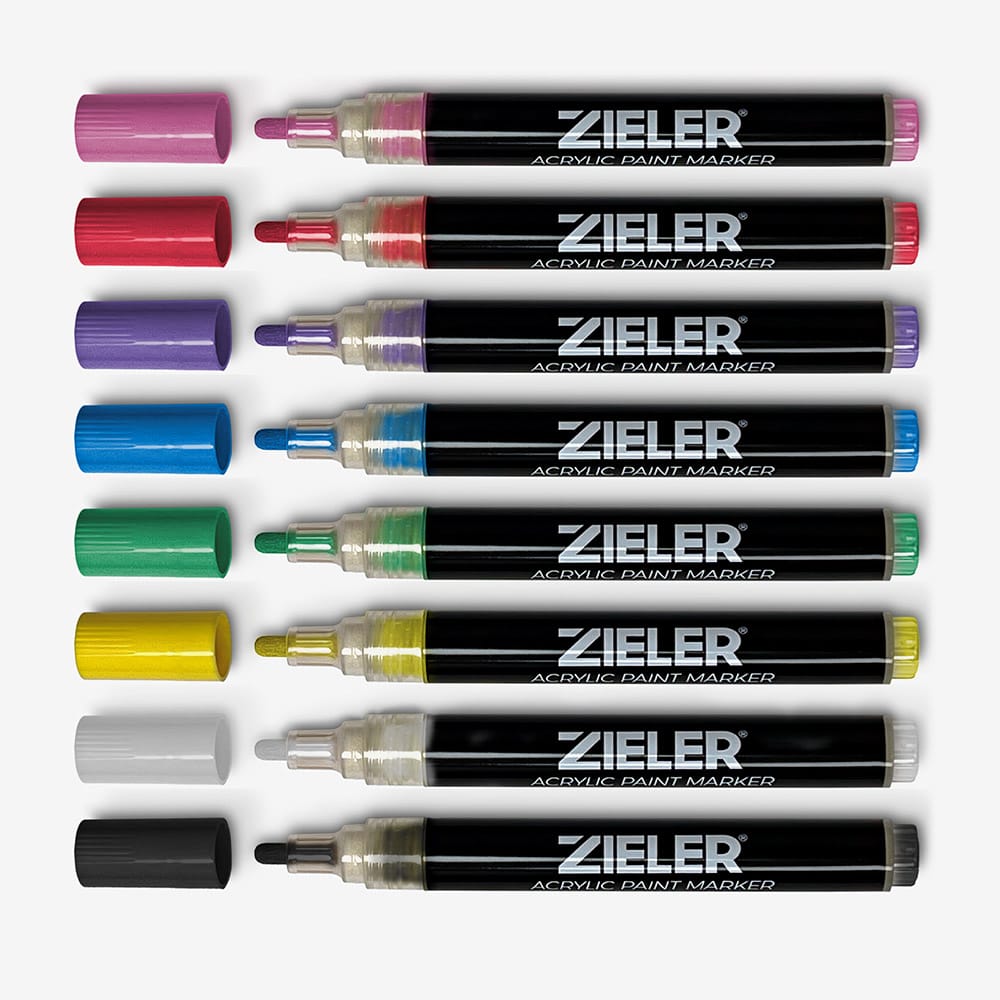 Zieler : Paint Markers : Starter Set : Vibrant Colours : Set of 8 with Pad