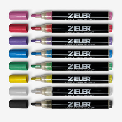 Zieler : Paint Markers : Starter Set : Vibrant Colours : Set of 8 with Pad
