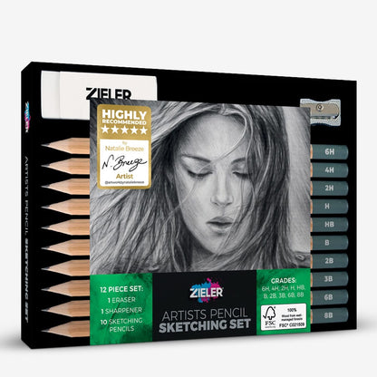 Zieler : Watercolour & Sketching Pencil : Starter Set : Set of 38