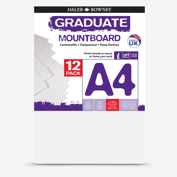 Daler-Rowney : Graduate Mountboard A4 : Ice White : Pack of 12
