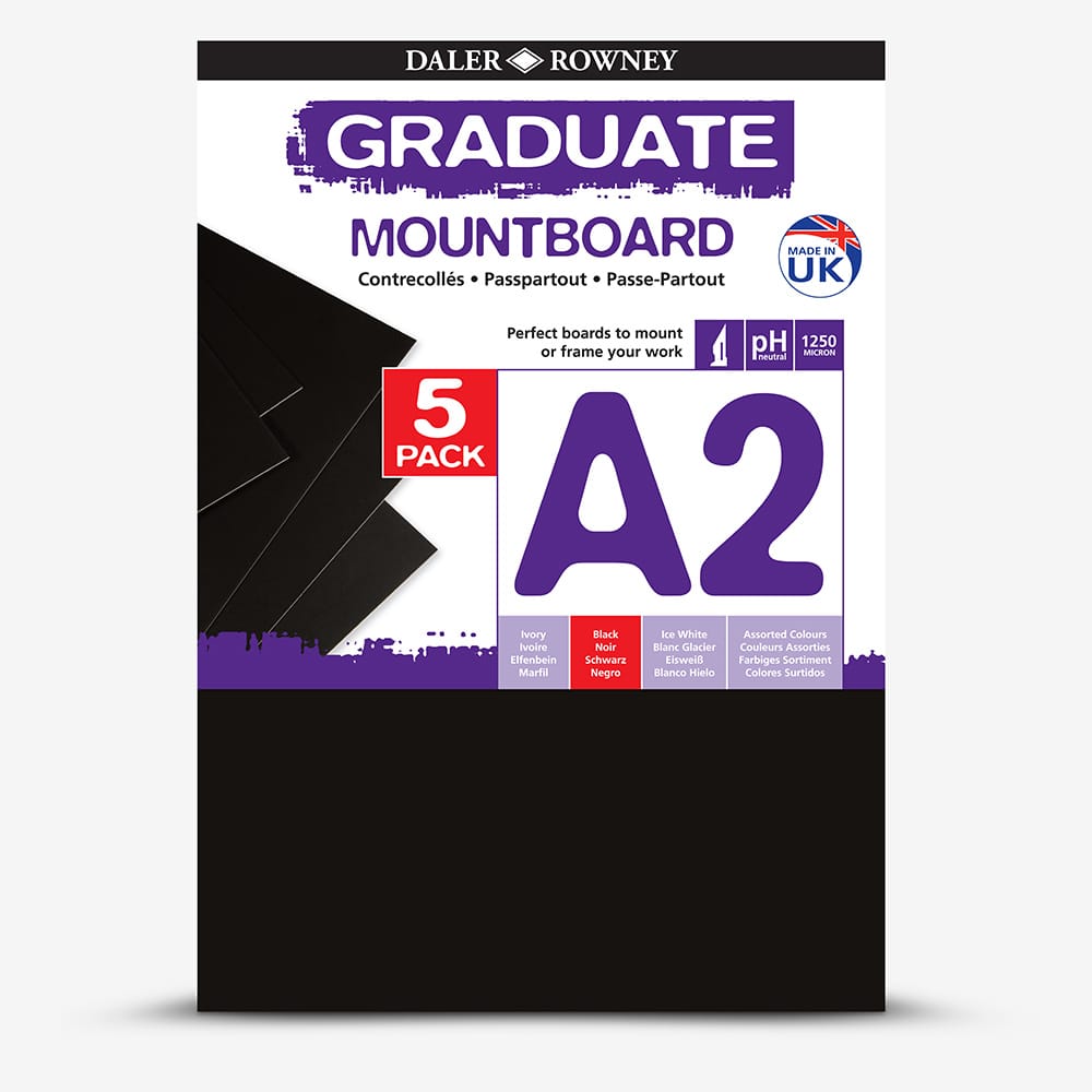 Daler-Rowney : Graduate Mountboard A2 : Black : Pack of 5