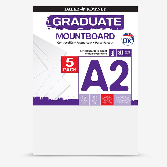 Daler-Rowney : Graduate Mountboard A2 : Ice White : Pack of 5