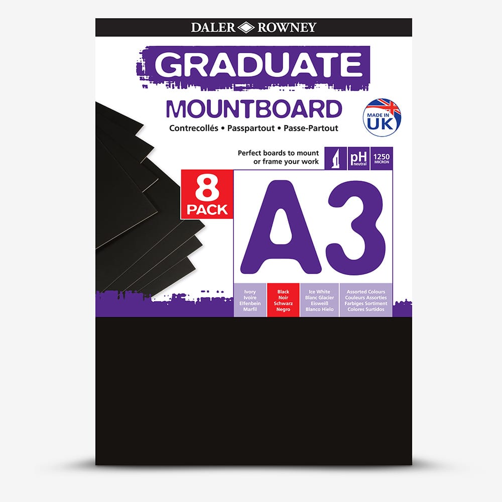 Daler-Rowney : Graduate Mountboard A3 : Black : Pack of 8