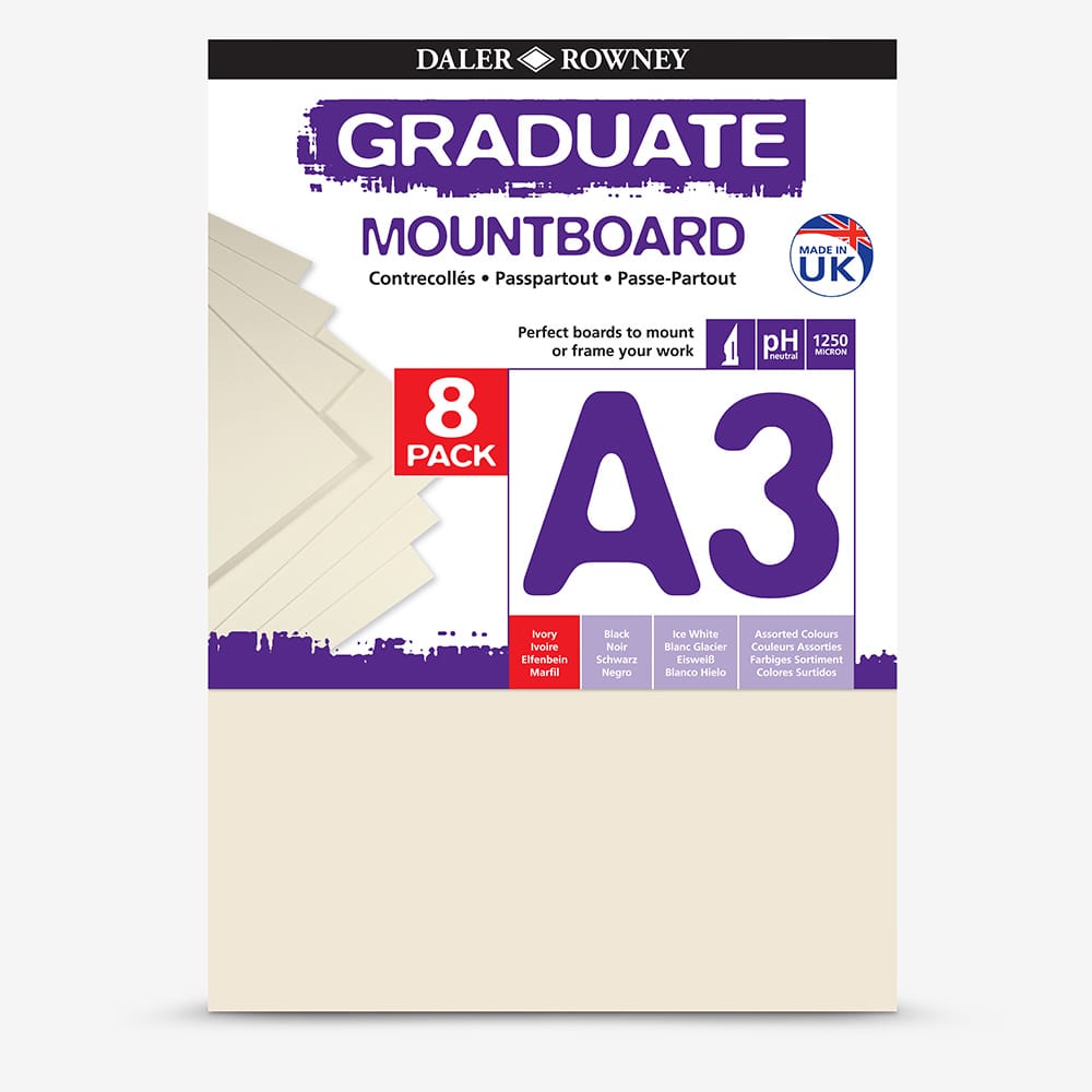 Daler-Rowney : Graduate Mountboard A3 : Ivory : Pack of 8