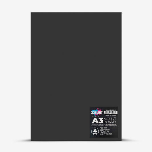 Zieler : Mount Board : 1400 Micron : A3 : Pack of 4 : Black