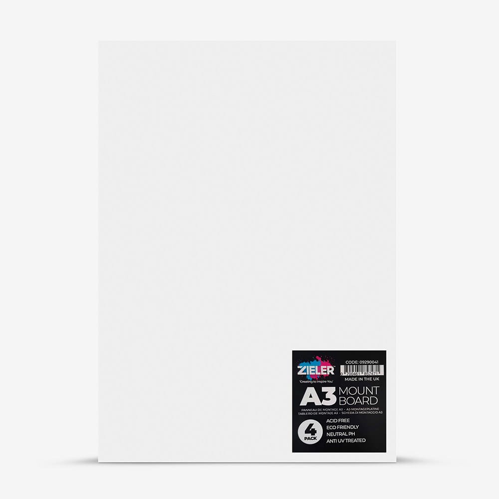 Zieler : Mount Board : 1400 Micron : A3 : Pack of 4 : White